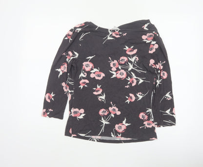 RJR John Rocha Women’s Black Pink Floral Jersey Cowl Neck Top UK 12