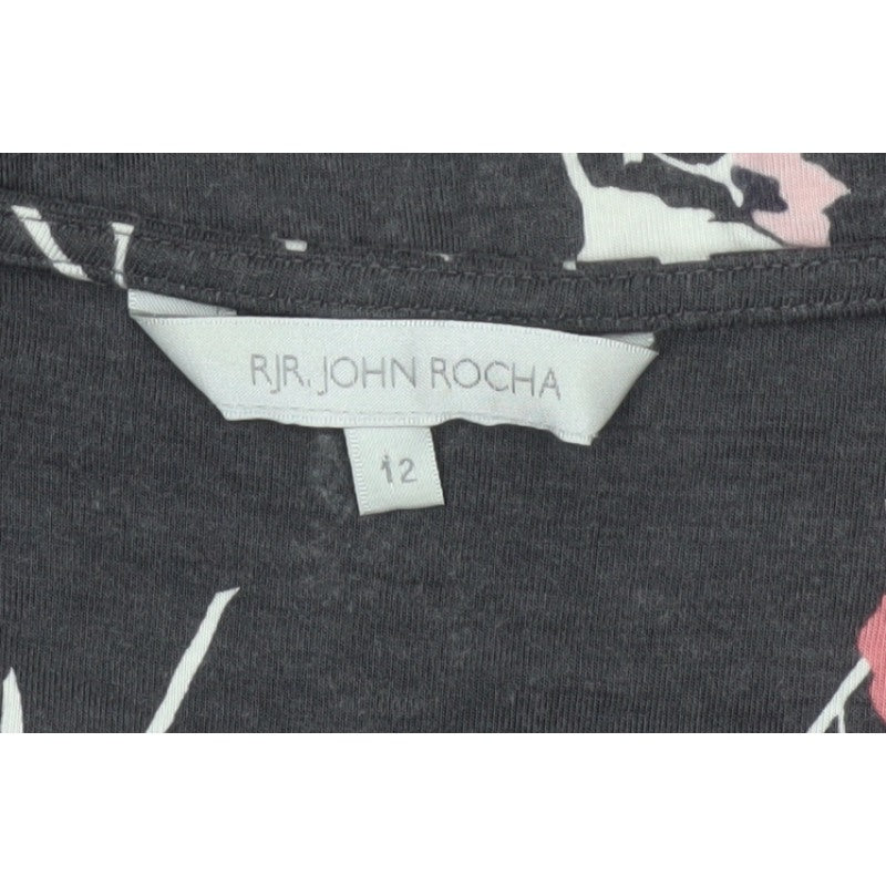 RJR John Rocha Women’s Black Pink Floral Jersey Cowl Neck Top UK 12