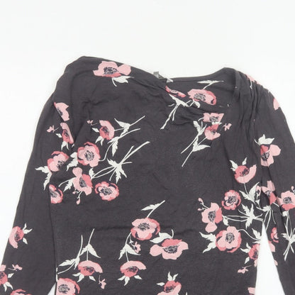 RJR John Rocha Women’s Black Pink Floral Jersey Cowl Neck Top UK 12