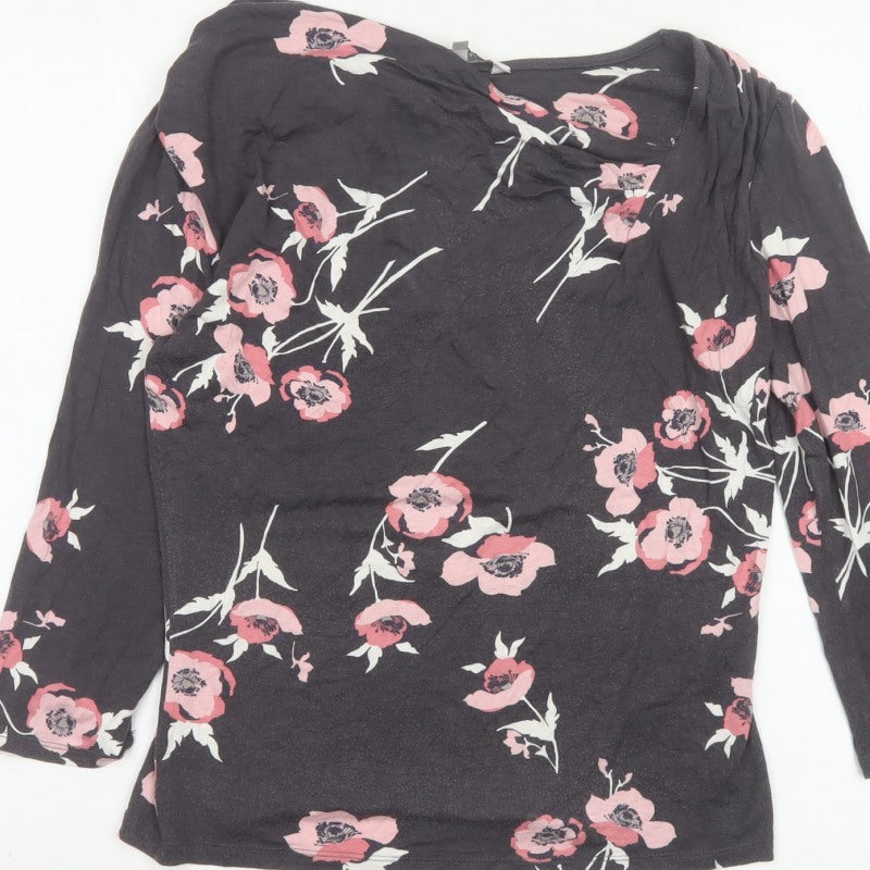 RJR John Rocha Women’s Black Pink Floral Jersey Cowl Neck Top UK 12