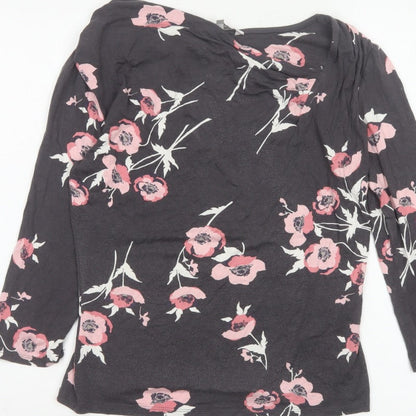 RJR John Rocha Women’s Black Pink Floral Jersey Cowl Neck Top UK 12