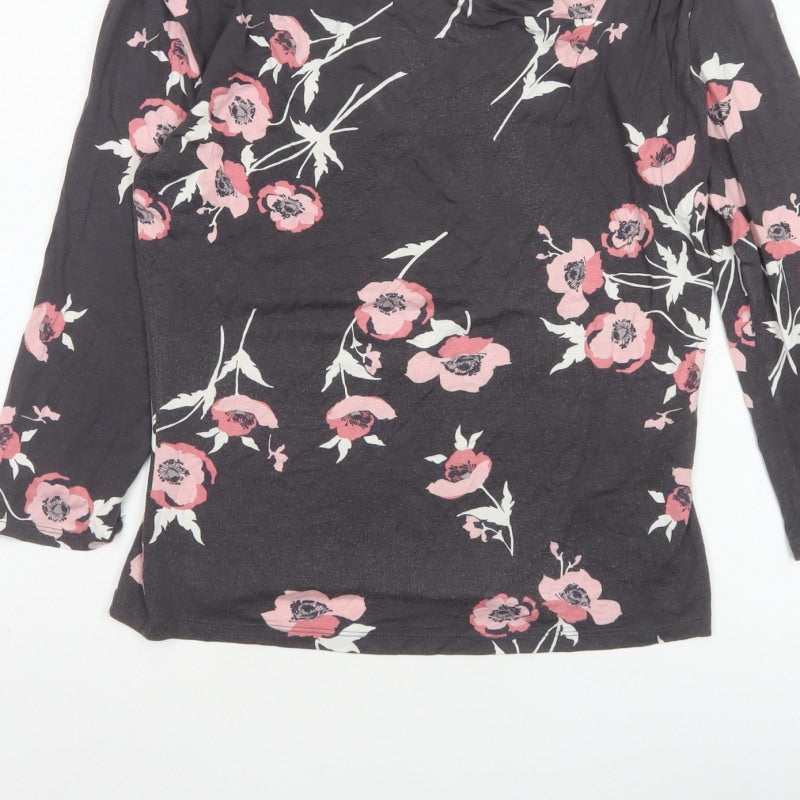 RJR John Rocha Women’s Black Pink Floral Jersey Cowl Neck Top UK 12