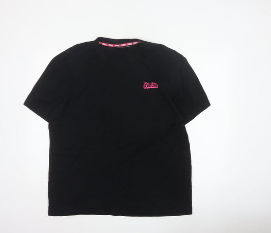 Back view of Barbie The Movie unisex adults black xl graphic logo t-shirt 2023