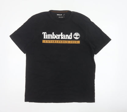 Timberland Men’s Black L Logo Graphic Print Crew Neck Cotton T-Shirt