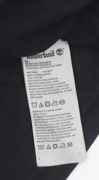 Timberland Men’s Black L Logo Graphic Print Crew Neck Cotton T-Shirt