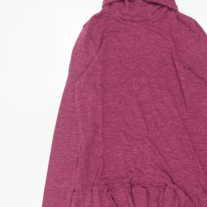 Klass Women’s Pink S Jumper Dress Cowl Neck Ruffle Long Sleeve