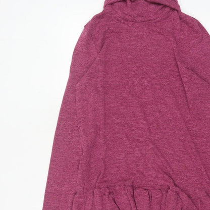 Klass Women’s Pink S Jumper Dress Cowl Neck Ruffle Long Sleeve