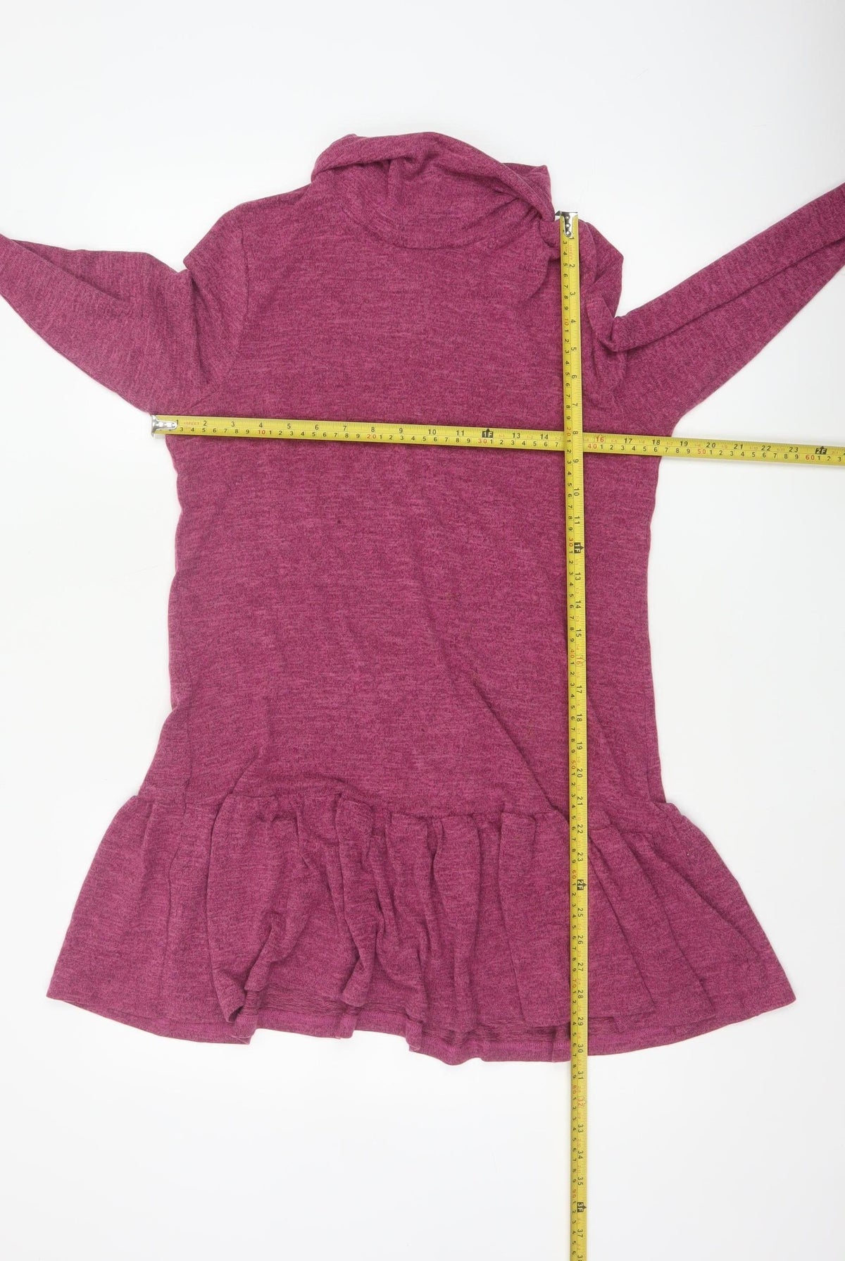 Klass Women’s Pink S Jumper Dress Cowl Neck Ruffle Long Sleeve