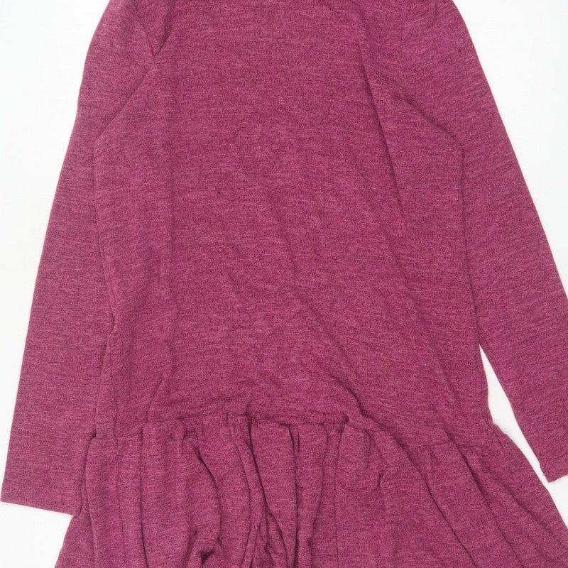 Klass Women’s Pink S Jumper Dress Cowl Neck Ruffle Long Sleeve