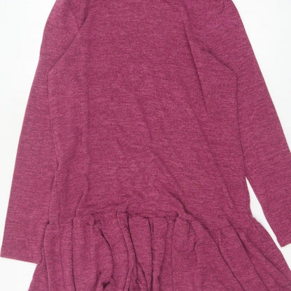 Klass Women’s Pink S Jumper Dress Cowl Neck Ruffle Long Sleeve