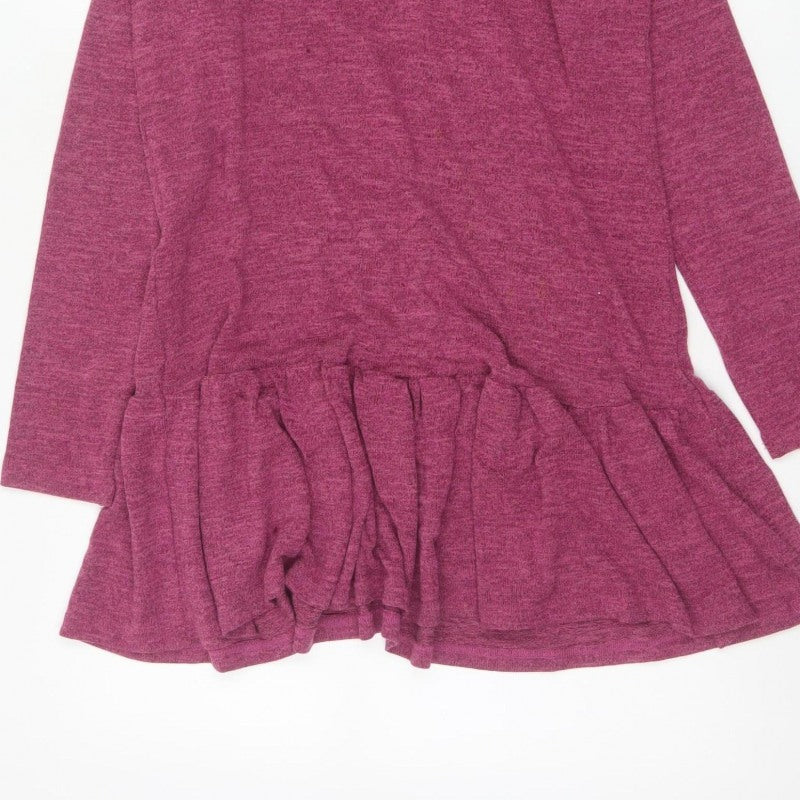 Klass Women’s Pink S Jumper Dress Cowl Neck Ruffle Long Sleeve
