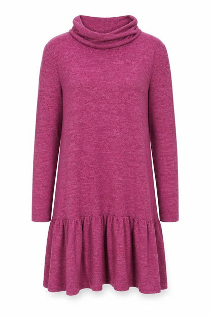 Klass Women’s Pink S Jumper Dress Cowl Neck Ruffle Long Sleeve