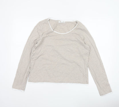 The White Company Women Beige UK 12 Basic Organic Cotton Long Sleeve Top