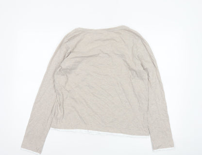 The White Company Women Beige UK 12 Basic Organic Cotton Long Sleeve Top
