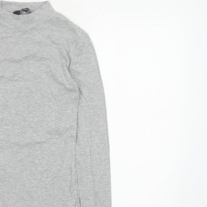 Dorothy Perkins Women Grey UK 10 Mock Neck Long Sleeve Basic Jersey Top