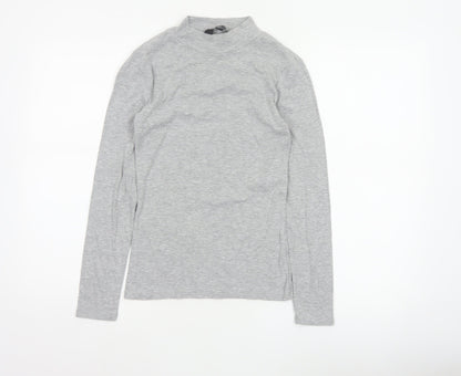 Dorothy Perkins Women Grey UK 10 Mock Neck Long Sleeve Basic Jersey Top