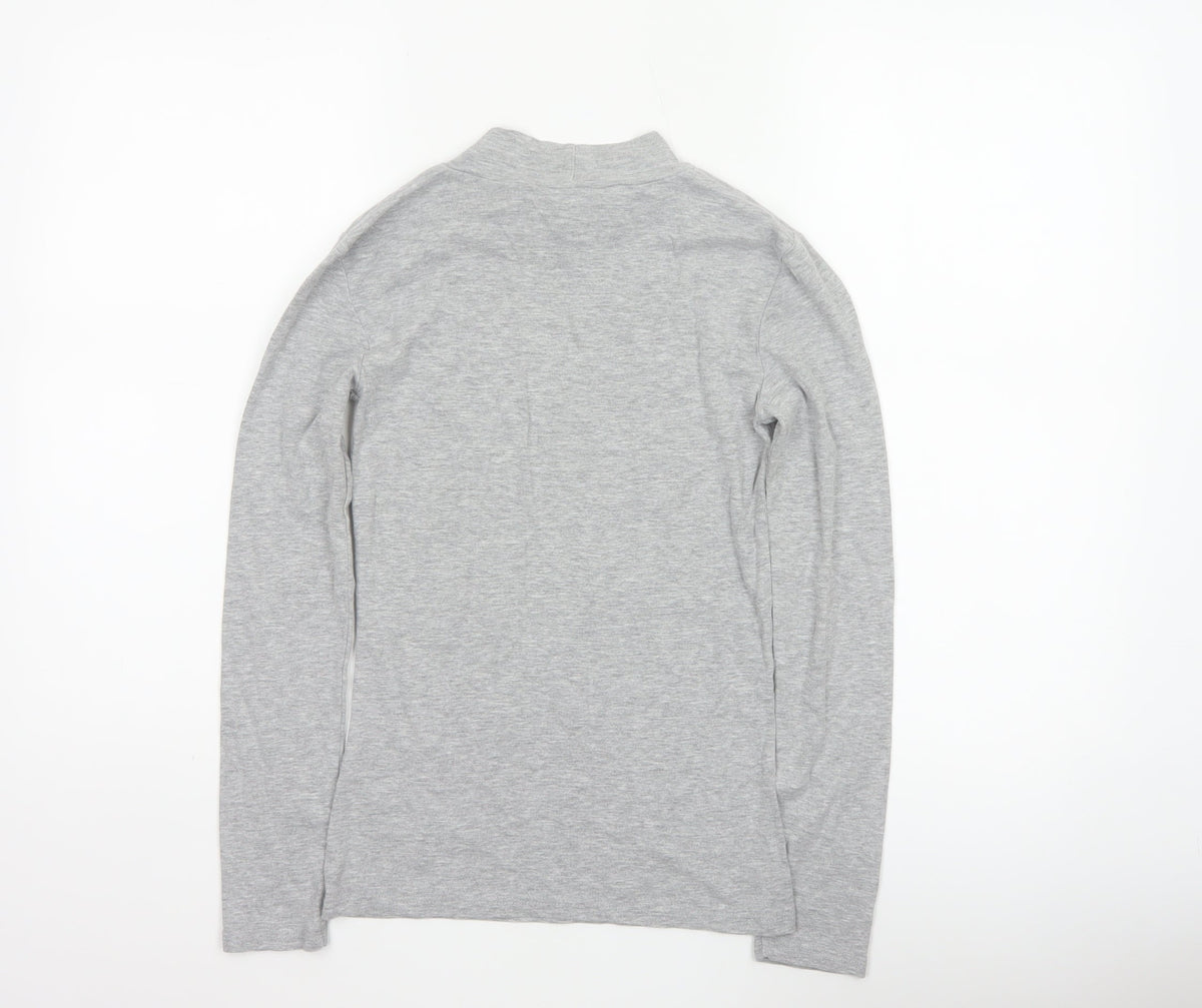 Dorothy Perkins Women Grey UK 10 Mock Neck Long Sleeve Basic Jersey Top