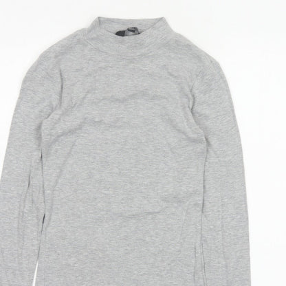 Dorothy Perkins Women Grey UK 10 Mock Neck Long Sleeve Basic Jersey Top