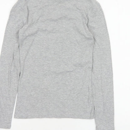 Dorothy Perkins Women Grey UK 10 Mock Neck Long Sleeve Basic Jersey Top