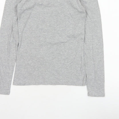 Dorothy Perkins Women Grey UK 10 Mock Neck Long Sleeve Basic Jersey Top