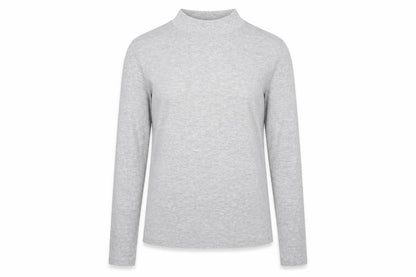 Dorothy Perkins Women Grey UK 10 Mock Neck Long Sleeve Basic Jersey Top