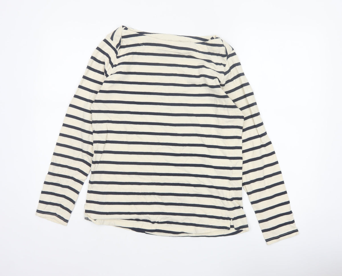 Regatta Women Ivory Navy Striped Boat Neck Long Sleeve Jersey Top UK 14