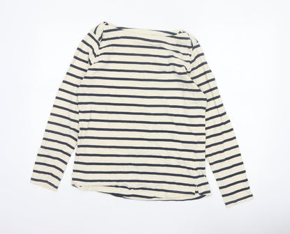 Regatta Women Ivory Navy Striped Boat Neck Long Sleeve Jersey Top UK 14