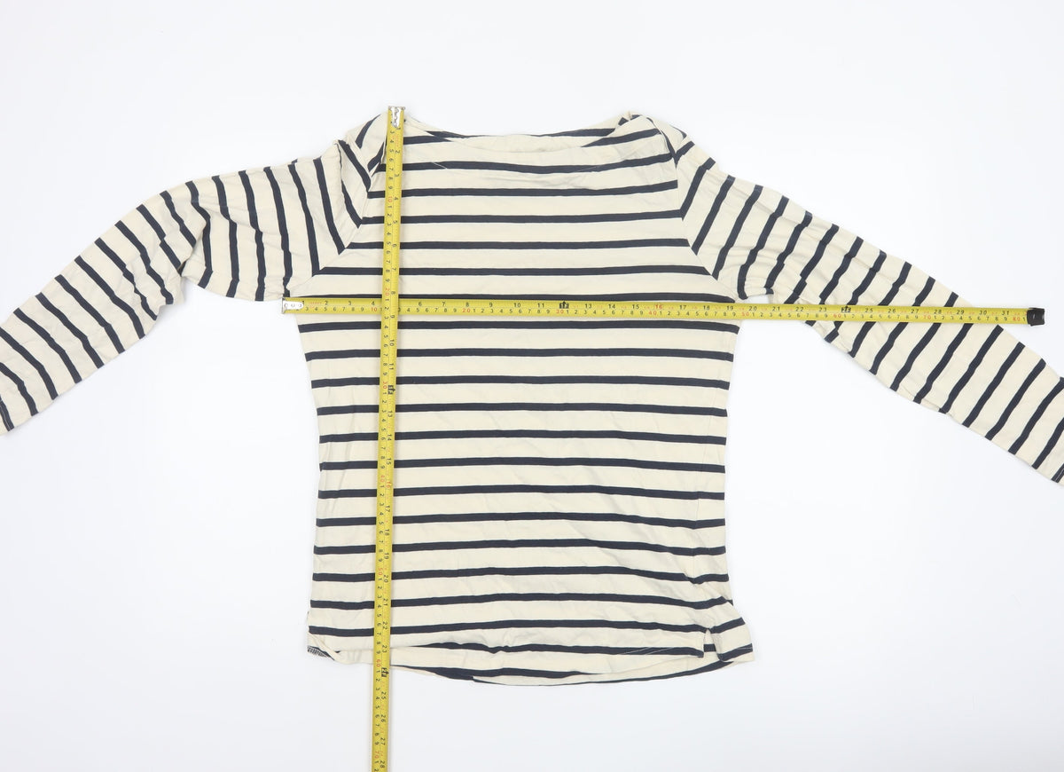 Regatta Women Ivory Navy Striped Boat Neck Long Sleeve Jersey Top UK 14