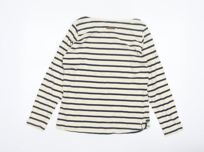 Regatta Women Ivory Navy Striped Boat Neck Long Sleeve Jersey Top UK 14