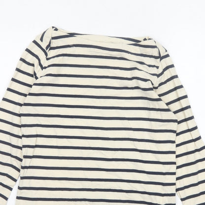 Regatta Women Ivory Navy Striped Boat Neck Long Sleeve Jersey Top UK 14
