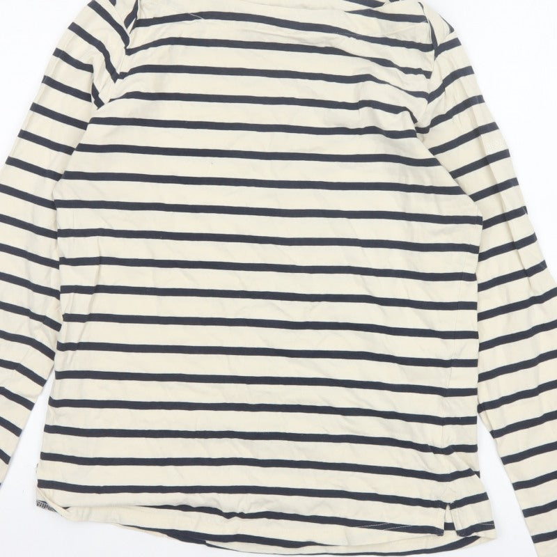 Regatta Women Ivory Navy Striped Boat Neck Long Sleeve Jersey Top UK 14