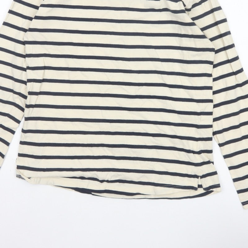 Regatta Women Ivory Navy Striped Boat Neck Long Sleeve Jersey Top UK 14