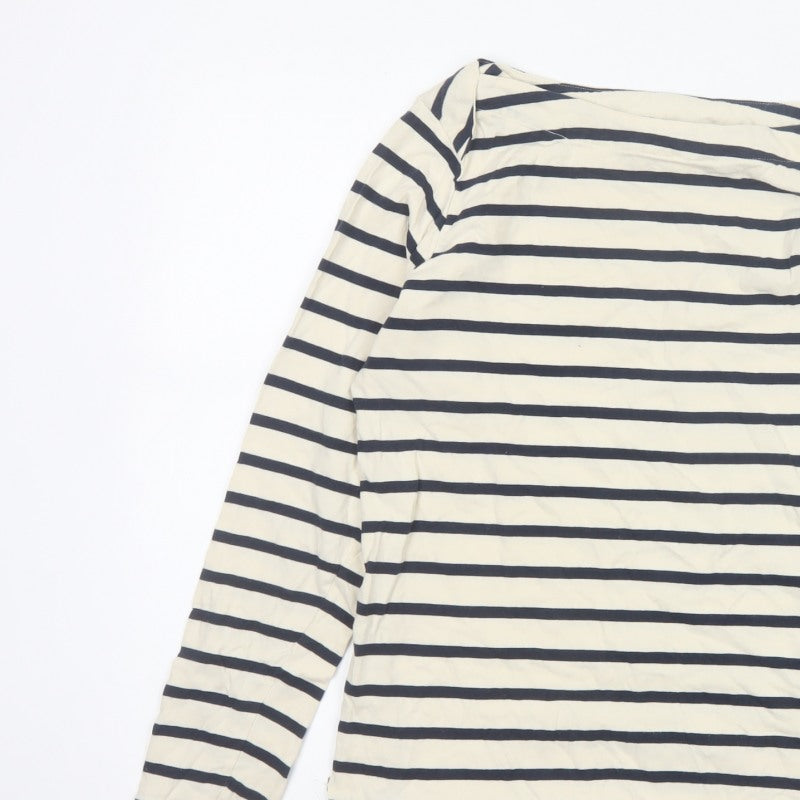 Regatta Women Ivory Navy Striped Boat Neck Long Sleeve Jersey Top UK 14