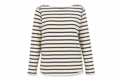 Regatta Women Ivory Navy Striped Boat Neck Long Sleeve Jersey Top UK 14