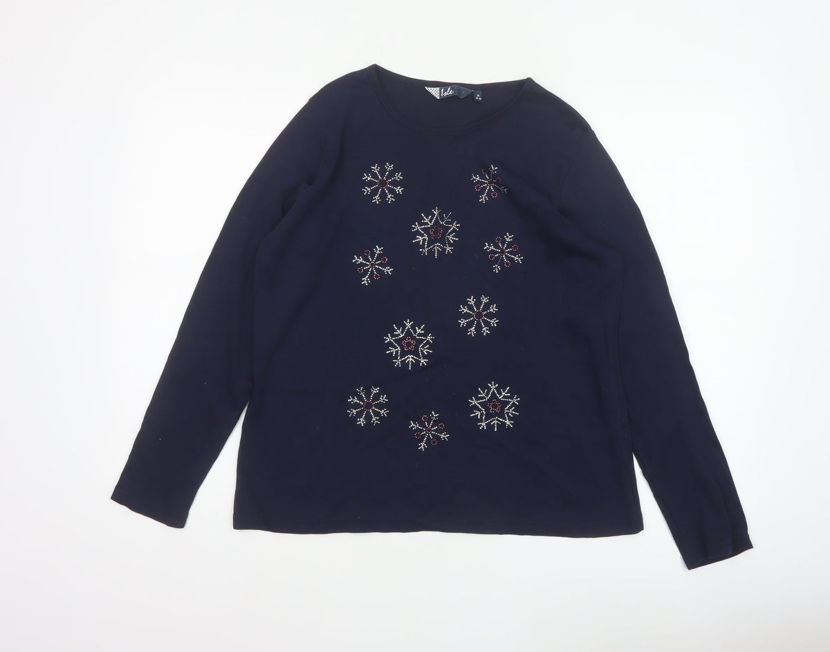 Isle Women’s Blue Size 14 Snowflake Rhinestone Christmas Jersey Top