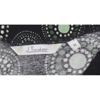 J Taylor Women’s Black Green Geometric Wrap Blouse UK 16 Short Sleeve