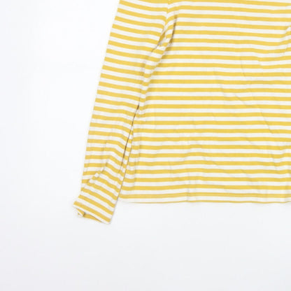 Joules Women Yellow White Striped Cotton Long Sleeve T-Shirt UK 10