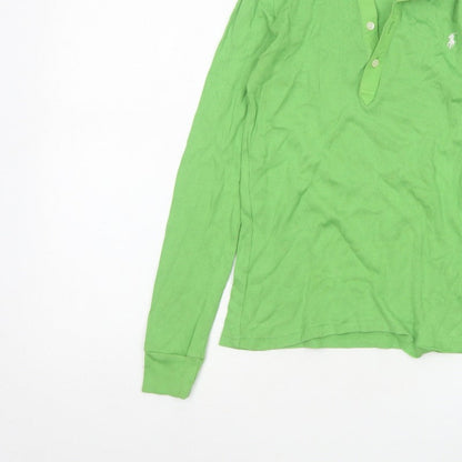 Ralph Lauren Sport Women Green S Cotton Long Sleeve Polo Top