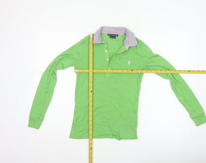 Ralph Lauren Sport Women Green S Cotton Long Sleeve Polo Top