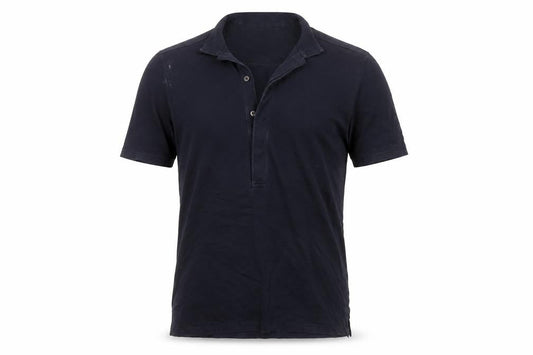 Front view of Reiss Men’s Blue S Short Sleeve Solid Button Polo Shirt