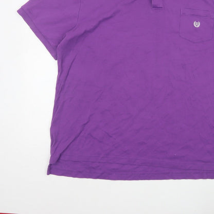 Chaps Men’s Purple 2XL Cotton Short Sleeve Logo Pocket Polo Shirt