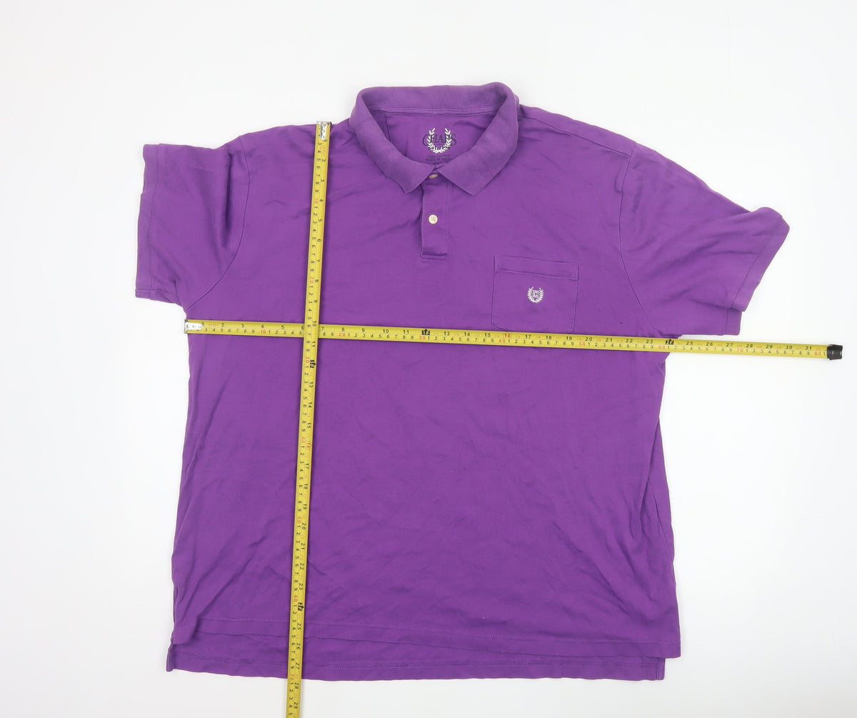 Chaps Men’s Purple 2XL Cotton Short Sleeve Logo Pocket Polo Shirt