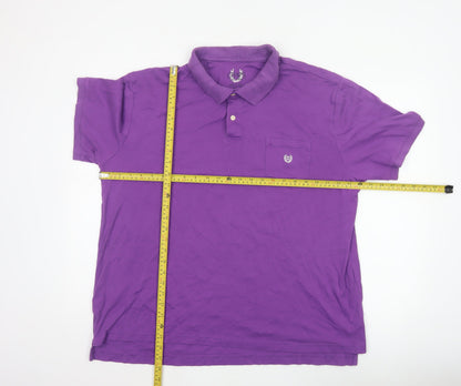 Chaps Men’s Purple 2XL Cotton Short Sleeve Logo Pocket Polo Shirt