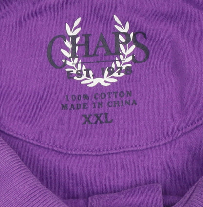 Chaps Men’s Purple 2XL Cotton Short Sleeve Logo Pocket Polo Shirt