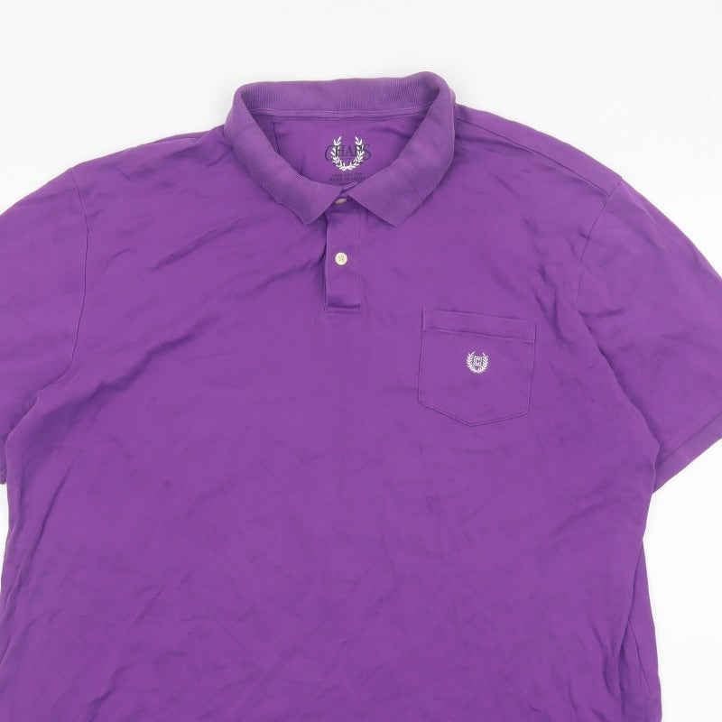 Chaps Men’s Purple 2XL Cotton Short Sleeve Logo Pocket Polo Shirt