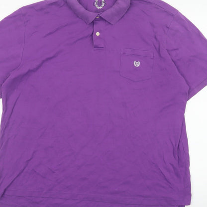 Chaps Men’s Purple 2XL Cotton Short Sleeve Logo Pocket Polo Shirt