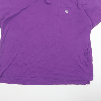 Chaps Men’s Purple 2XL Cotton Short Sleeve Logo Pocket Polo Shirt