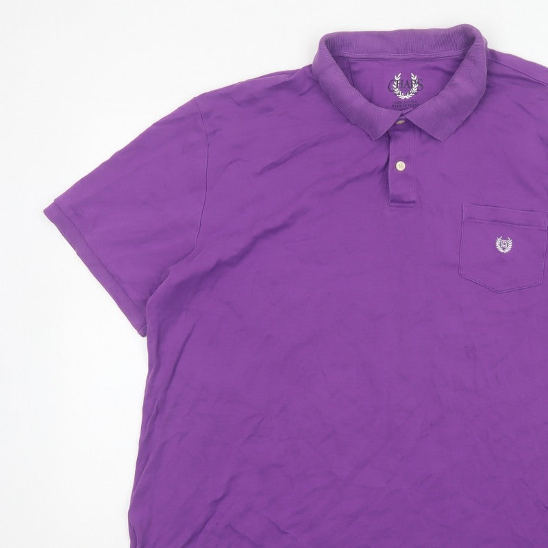 Chaps Men’s Purple 2XL Cotton Short Sleeve Logo Pocket Polo Shirt