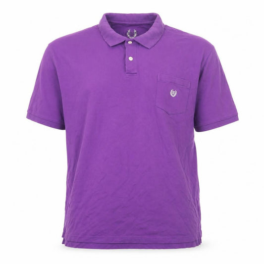 Front view of Chaps Men’s Purple 2XL Cotton Short Sleeve Logo Pocket Polo Shirt