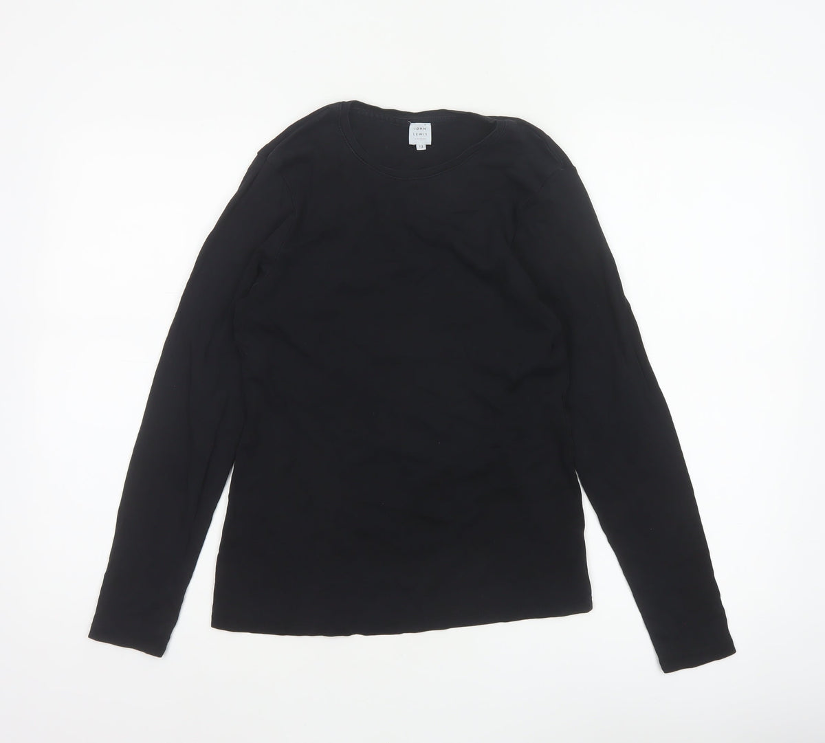 John Lewis Women Black Size 12 Basic Crew Neck Long Sleeve T-Shirt